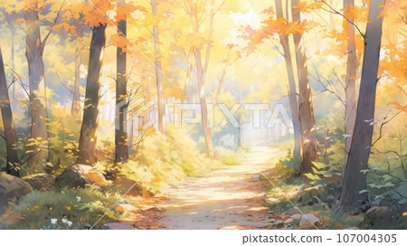 Autumn forest watercolor painting_2 Generative AI 107004305