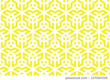 Abstract geometric pattern. A seamless vector background. White and yellow ornament. Graphic modern pattern. Simple lattice graphic design 107004308
