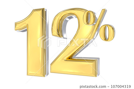 golden letter 12 in gold golden letter 12 in gold 107004319
