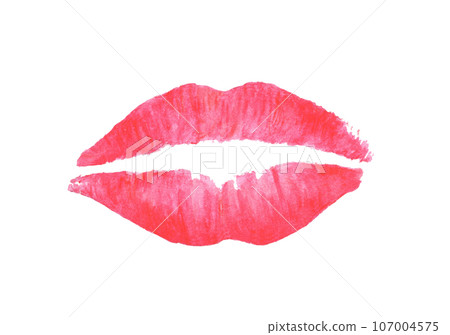 Watercolor painting of Lipstick kiss. Watercolor painting of Lipstick kiss. 107004575