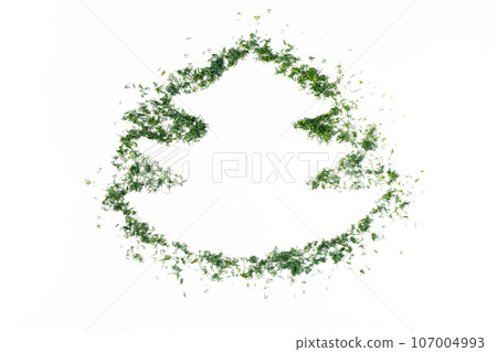 Christmas tree silhouette by green dill on a white background Christmas tree silhouette by green dill on a white background 107004993