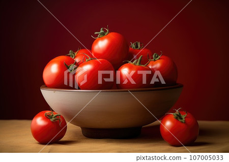 Bowl of fresh ripe red tomatoes on table - Stock Illustration ...