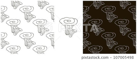 Monochrome Illustration in hand draw style. Set Seamless pattern and print. Can be used for fabric, packaging, wrapping paper and etc 107005498