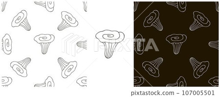 Monochrome Illustration in hand draw style. Set Seamless pattern and print. Can be used for fabric, packaging, wrapping paper and etc 107005501
