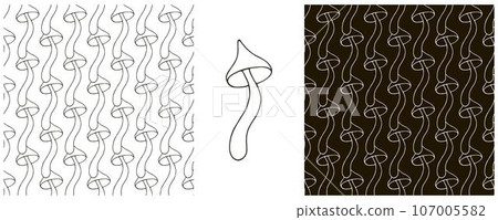 Monochrome Illustration in hand draw style. Set Seamless pattern and print. Can be used for fabric, packaging, wrapping paper and etc 107005582