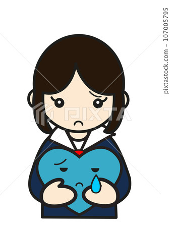 Female student with a sad heart 107005795