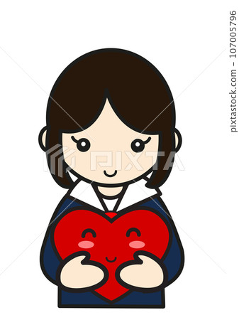Female student with a smiling heart Female student with a smiling heart 107005796