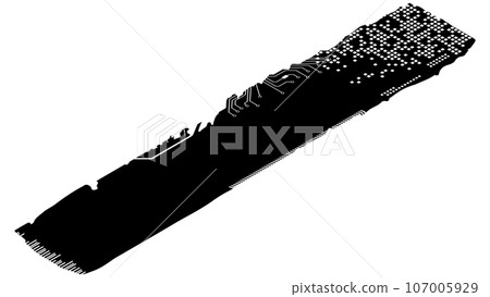 Isometric rectangular design element silhouette in tech style isolated on white. Long tech plate with copy space. Vector clipart. Isometric rectangular design element silhouette in tech style isolated on white. Long tech plate with copy space. Vector clipart. 107005929