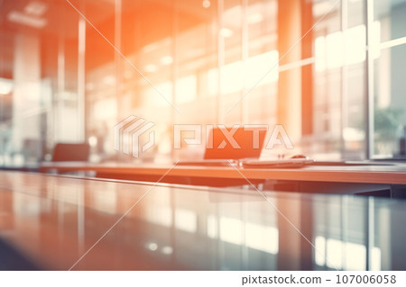 Blurred modern business office interior room use for background in business concept. Blur empty open space corporate business office. Workspace design. Computer on table in office. Generative AI. Blurred modern business office interior room use for background in business concept. Blur empty open space corporate business office. Workspace design. Computer on table in office. Generative AI. 107006058
