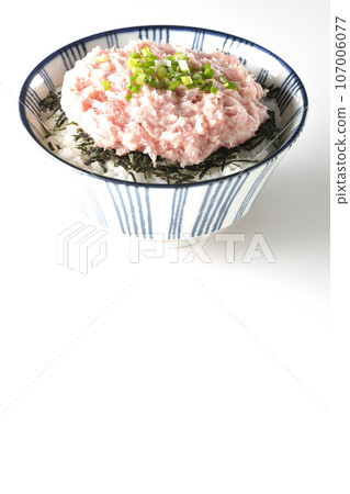 白色背景上切碎的海藻和蔥托羅的單張照片 107006077