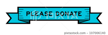 Ribbon label banner with word please donate Vector Image