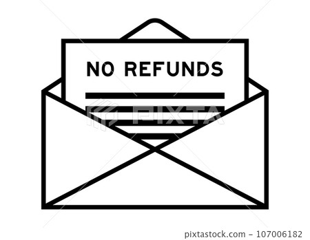 Envelope and letter sign with word no refunds as the headline Envelope and letter sign with word no refunds as the headline 107006182