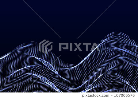 Abstract particle waving technology. Abstract waves, moving points, particle flow, big data background design. 107006576