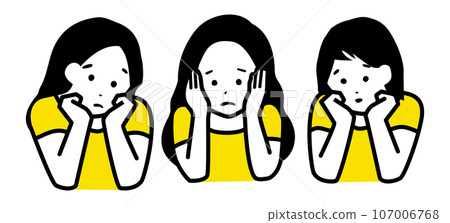 Illustration of three worried women 107006768