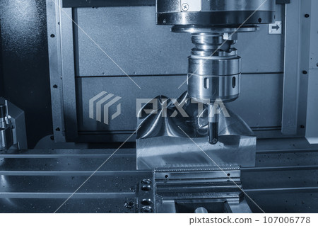 The CNC milling machine rough cutting the injection mold parts by indexable tools. 107006778