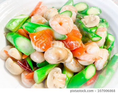 Chinese home-cooked food - Chinese fried shrimp and asparagus Chinese home-cooked food - Chinese fried shrimp and asparagus 107006868