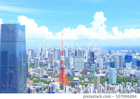 東京，東京城市景觀和東京鐵塔景觀 107006884