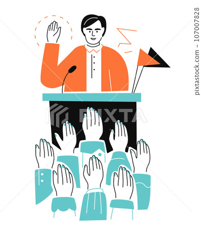 Voting by show of hands - colorful flat design style illustration Voting by show of hands - colorful flat design style illustration 107007828