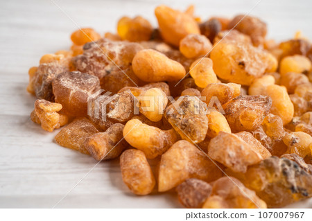 Frankincense or olibanum aromatic resin used in incense and perfumes. 107007967