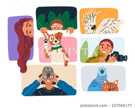 Spying, observing and sneaking. Vector illustration. Sneaking secret, hushed undertones of hidden truths Spying person, silent figure tracing every movement Making observation, discipline of gathering 107008177