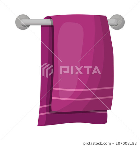 a towel in the bathroom for hands or face hangs on a holder. vector illustration 107008188