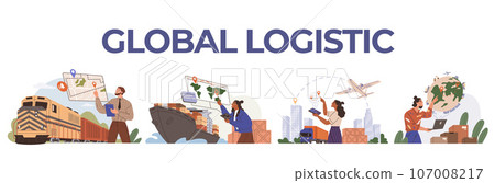 International logistic. Global delivery export. Vector. Global logistics have significant impact on timelines supply delivery chain management Rapid inventory delivery depends on efficiency worldwide International logistic. Global delivery export. Vector. Global logistics have significant impact on timelines supply delivery chain management Rapid inventory delivery depends on efficiency worldwide 107008217
