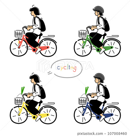 騎自行車的婦女插圖集 107008460