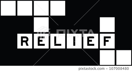 Alphabet letter in word relief on crossword puzzle background 107008480
