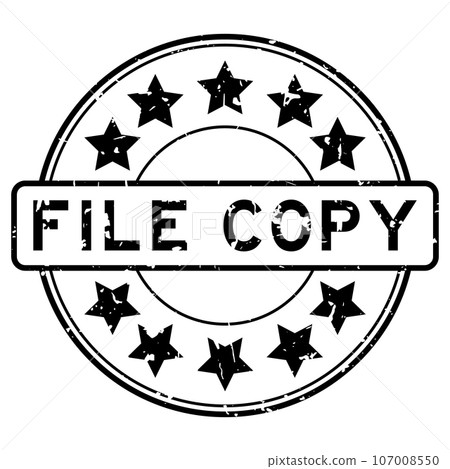 Grunge black file copy word with star icon round rubber seal stamp on white background 107008550