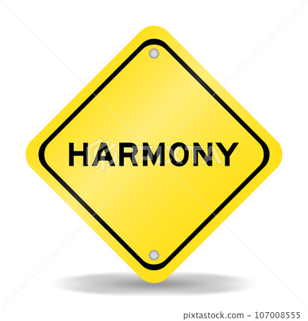 Yellow color transportation sign with word harmony on white background Yellow color transportation sign with word harmony on white background 107008555