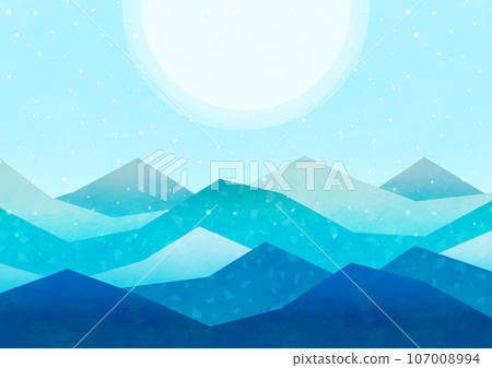 Winter landscape with snowy mountains and moon Simple watercolor background illustration Winter landscape with snowy mountains and moon Simple watercolor background illustration 107008994