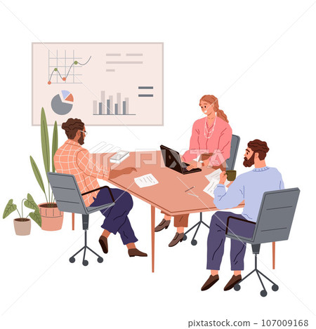 People office work. Vector illustration. Office workers maintain high level of professionalism in all aspects of their work A worker employee embraces feedback and uses it to improve their performance 107009168