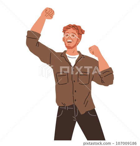 Happy people concept. Vector illustration Happy people spread joy wherever they go Man happy about new project collaborate well People on event or ceremony honor achievements community 107009186