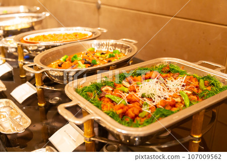 Buffet style party food Hotel banquet hall Party venue 107009562