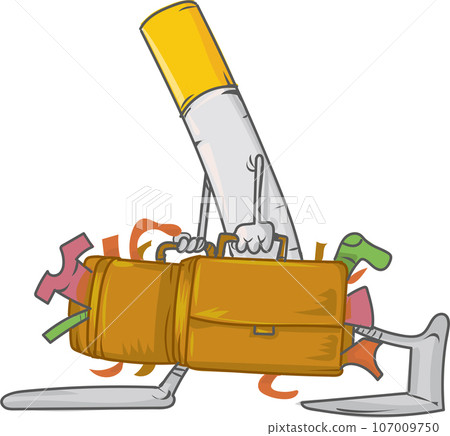 cartoon cigarette movessad with suitcases cartoon cigarette movessad with suitcases 107009750