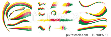 Cameroon flag set elements, vector illustration on a white background 107009755