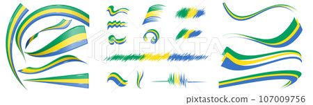 Gabon flag set elements, vector illustration on a white background Gabon flag set elements, vector illustration on a white background 107009756