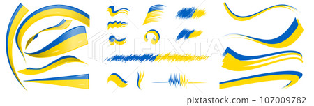 ukrainian flag set elements, vector illustration on a white background 107009782
