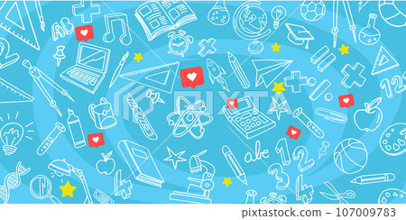 Back to School Background Banner with icon elements Back to School Background Banner with icon elements 107009783