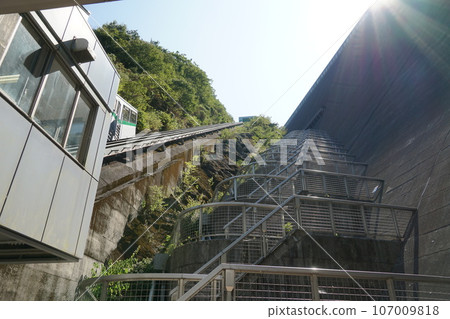 Cable car tracks seen from the foot of Miyagase Dam 107009818