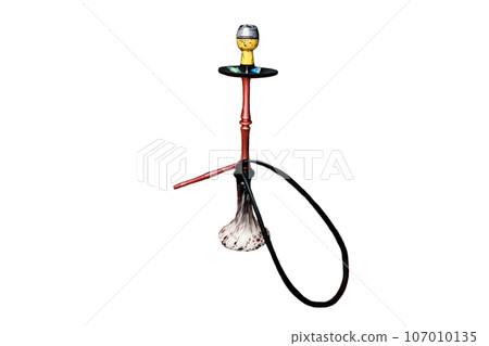 Yellow bright hookah bowl ceramics object to smoke on a white background isolated 107010135