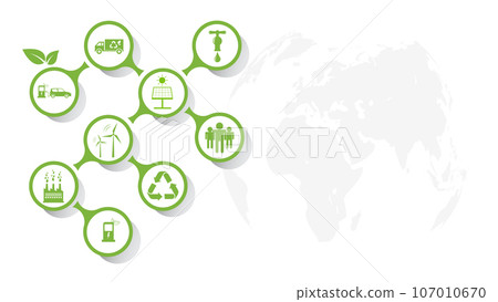 Banner template design with icons for Sustainability development and Eco friendly concept 107010670