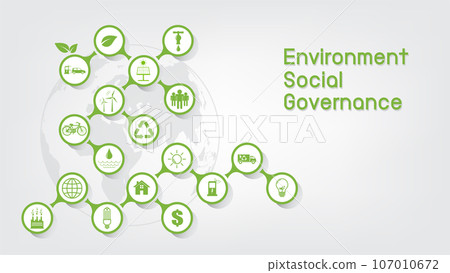 Green Business template and background for Sustainability development and ESG concept with flat icon 107010672