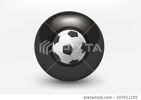Black sphere with soccer ball icon. 3d vector illustration Black sphere with soccer ball icon. 3d vector illustration 107011105