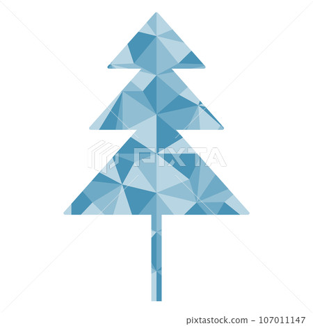 Simple Christmas tree or pine with geometric pattern, winter holidays design element, vector 107011147