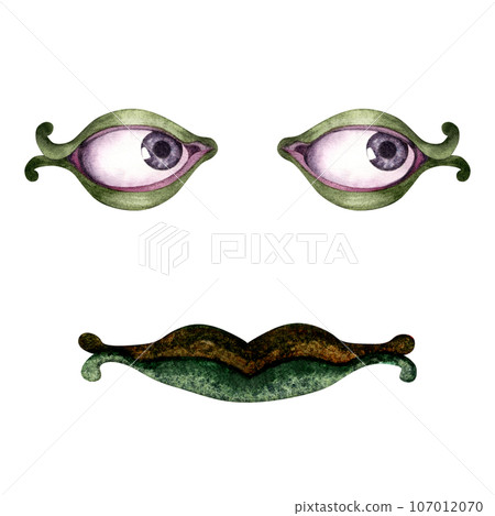 Watercolor monster Halloween fantasy masks with eyes and lips 107012070