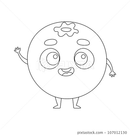 Coloring page funny blueberry. Coloring book for kids. Educational activity for preschool years kids and toddlers with cute animal. Vector illustration 107012130
