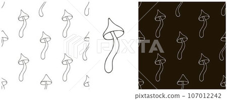 Monochrome Illustration in hand draw style. Set Seamless pattern and print. Can be used for fabric, packaging, wrapping paper and etc 107012242