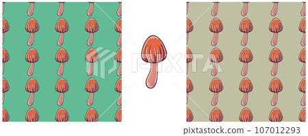 Illustration in hand draw style. Set Seamless pattern and print. Can be used for fabric, packaging, wrapping paper and etc 107012293