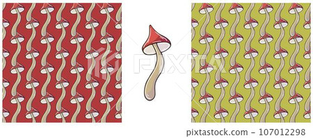 Illustration in hand draw style. Set Seamless pattern and print. Can be used for fabric, packaging, wrapping paper and etc 107012298